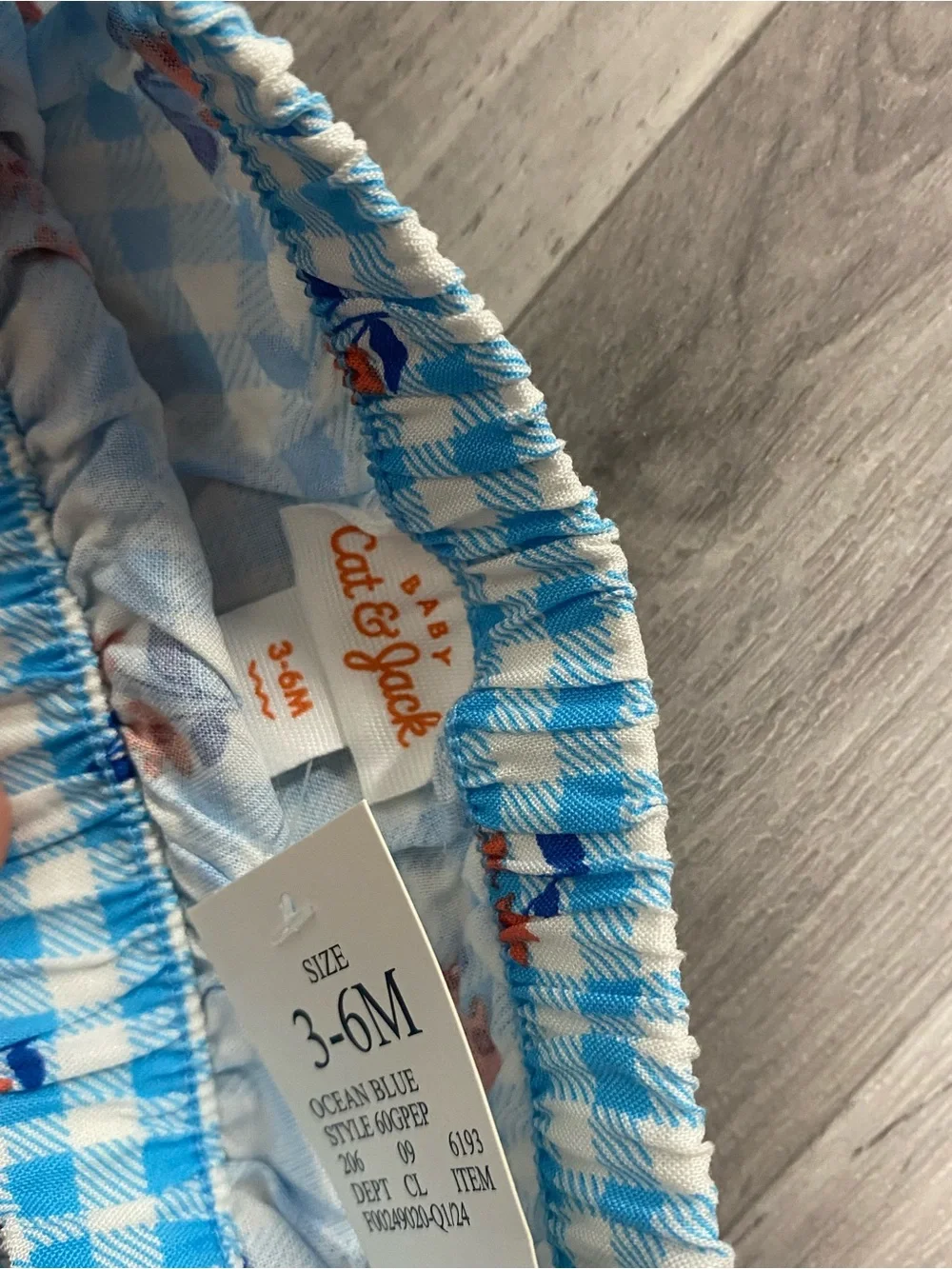 Cat & Jack Blue Gingham Floral Diaper Cover Set